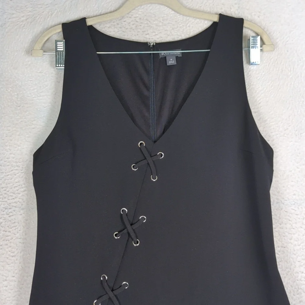 BOLD Elements Women's Black Lace Up‎ Sleeveless Pencil Dress Size M